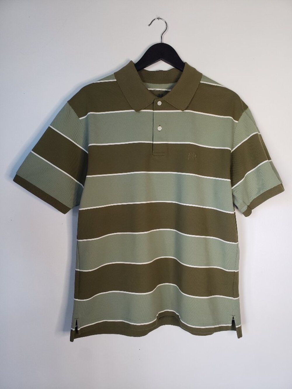JW Anderson Dry Pique Polo Shirt Sage + Olive Green Stripes